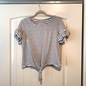 SHEIN top. Slightly cropped. Black and white stripes.